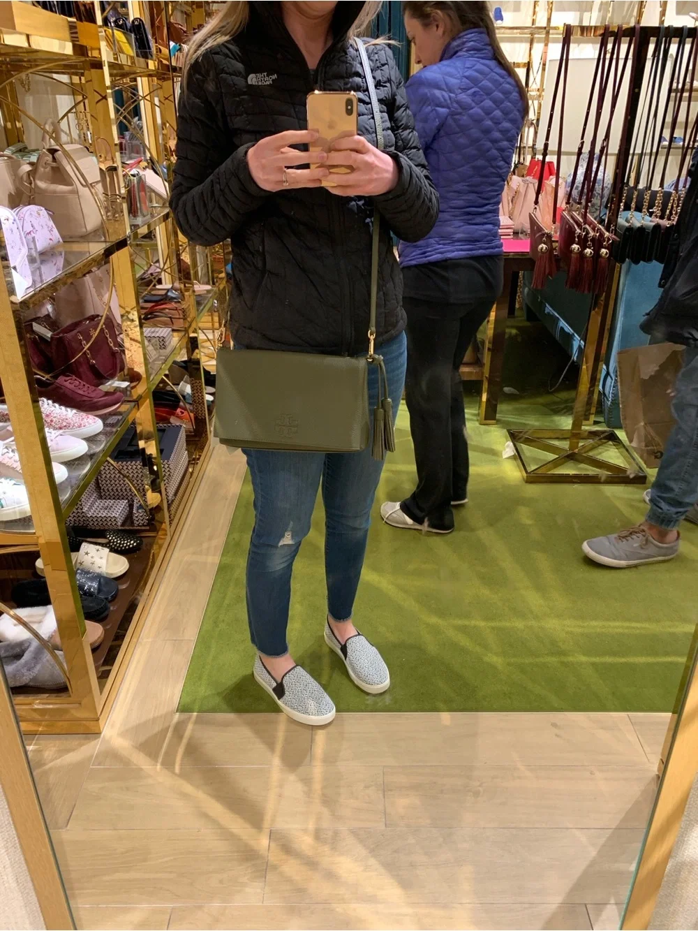Tory Burch Thea Foldover Crossbody Olive/Banana Leaf Pebbled Leather